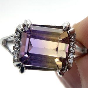 Ametrine 3.95ct White Gold Finish Solid 925 Sterling Silver Ring